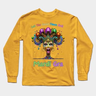 "Nostalgic Mardi Gras Revelry: Retro Beads Extravaganza" - Cajun Party New Orleans Long Sleeve T-Shirt